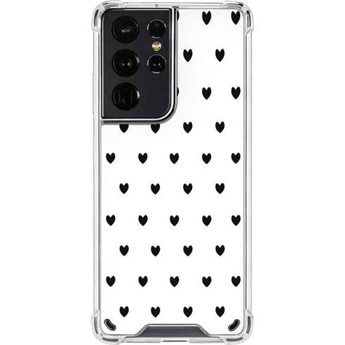 White and Black Hearts Galaxy S21 Ultra 5G Clear Case